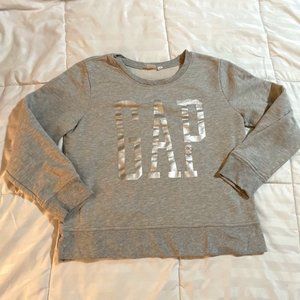 💚 Gap Silver Logo Crewneck Sweatshirt Gray Medium
